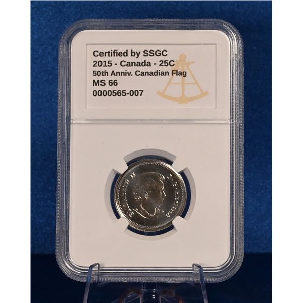 Canada 2015 25 Cent SSGC MS 66 50th Anniv. Canadian Flag