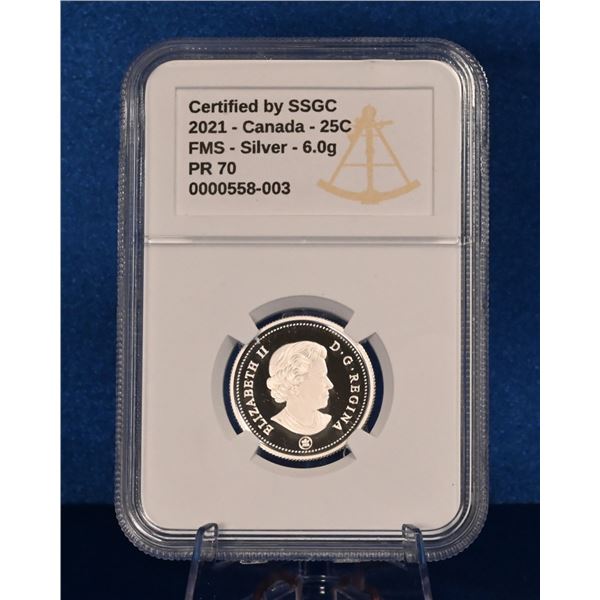 Canada 2021 25 Cent SSGC PR 70 Fine .999 Silver (Tax Exempt)