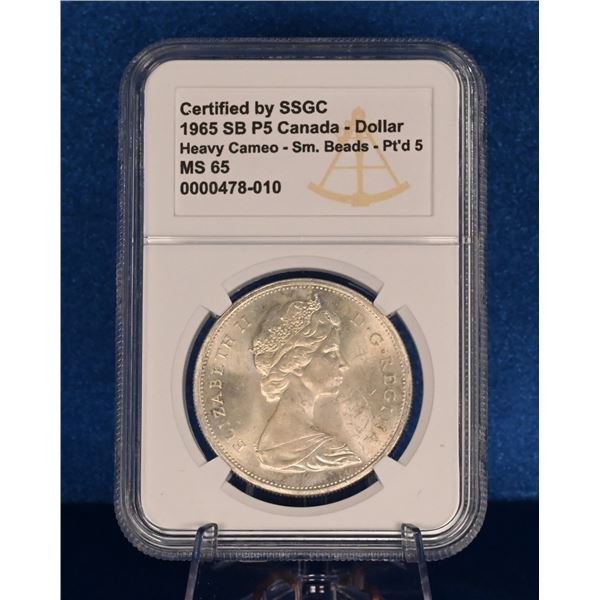 Canada 1965 1 Sliver Dollar SSGC MS 65 SB P5 HC