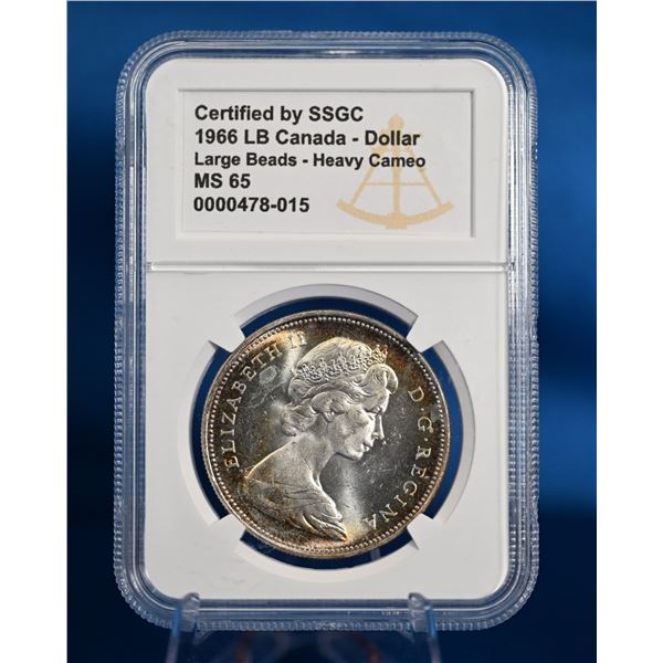 Canada 1966 1 Sliver Dollar SSGC MS 65 LB HC