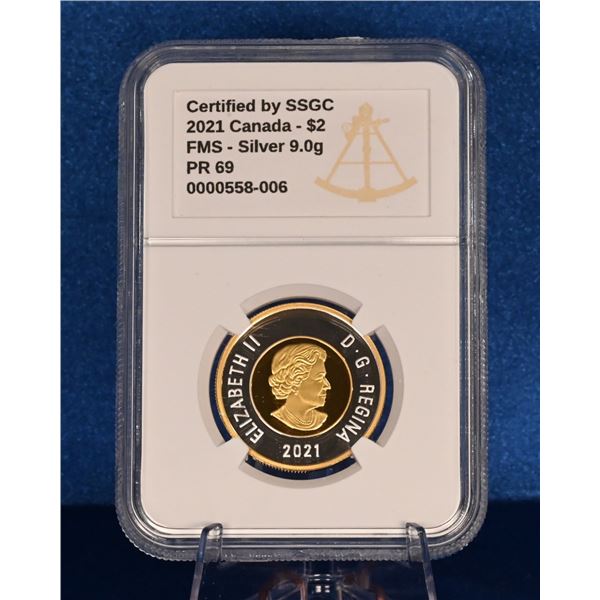 Canada 2021 2 Dollar SSGC PR 69 Selectively gold plate, Fine .999 Sliver (Tax Exempt)