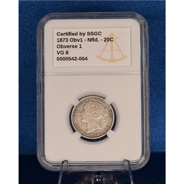 NFLD 1873 1882 20 Cent, All SSGC VG 8 (4 coins)