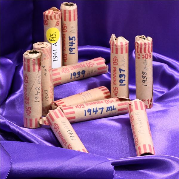 Canada, 1 Cent Rolls (11), King George First Portrait, 11 years from 1937 to 1947 circulated conditi