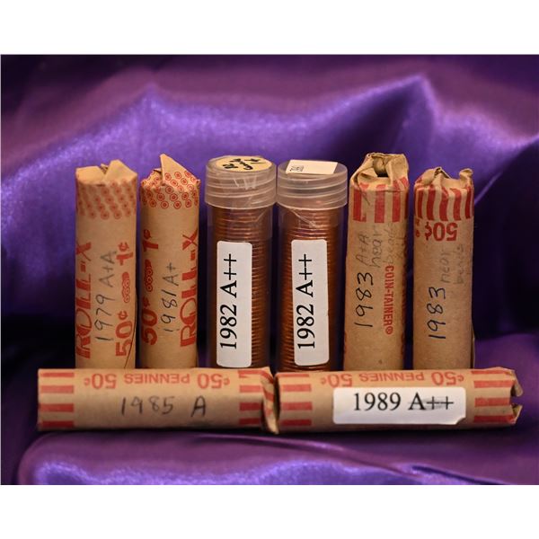 Canada 1 Cent Rolls (8), QE II Second Tiara Portrait (1) 1979, QE II Modified Tiara Portrait (1) 198