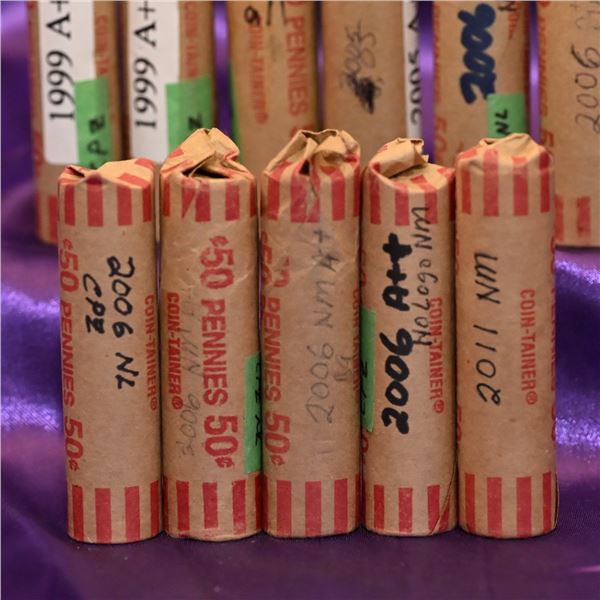 Canada 1 Cent Rolls (11), all CPZ, QE II Diademed Portrait (2) 1999, Uncrowned Portrait (1) 2004 (1)