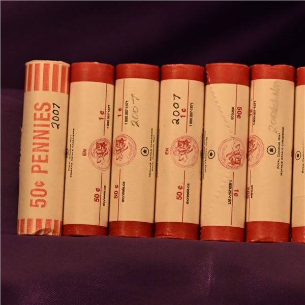 Canada 1 Cent Rolls (10), QE II Uncrowned Portrait (5) 2006 CPZ No Logo (5) 2007 CPS mostly RCM pape