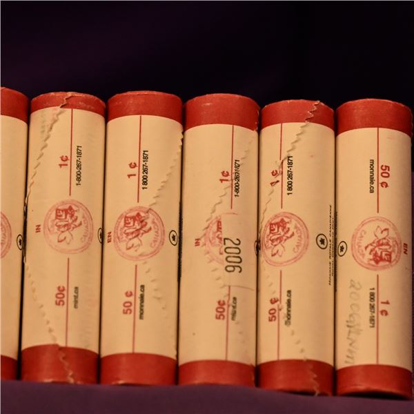 Canada 1 Cent Rolls, (8). QE II Uncrowned Portrait (4) 2006 CPZ No Logo (4) 2007 CPS Logo, all RCM p