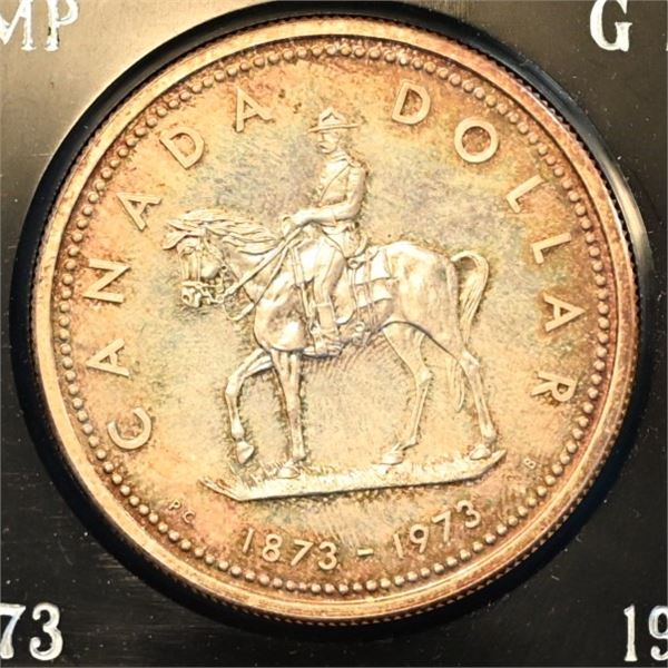 Canada 1973 1 Dollar RCMP 100th Anniversary Commemorative Silver 23.3276 g at .5 in original RCM cla