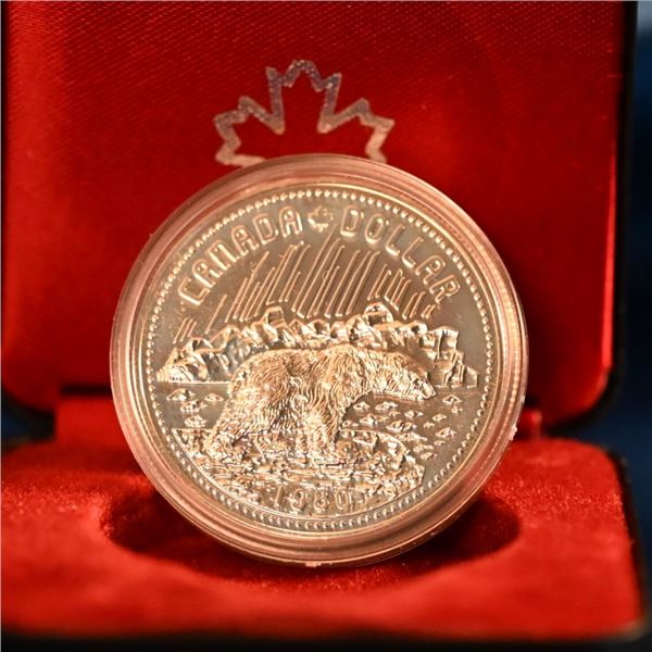 Canada 1980 1 Dollar Arctic Territories Silver 23.3276 g at .5 in original RCM clam shell