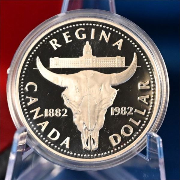 Canada 1982 1 Dollar Regina Centennial Commemorative Silver Proof  23.3276 g at .5 in