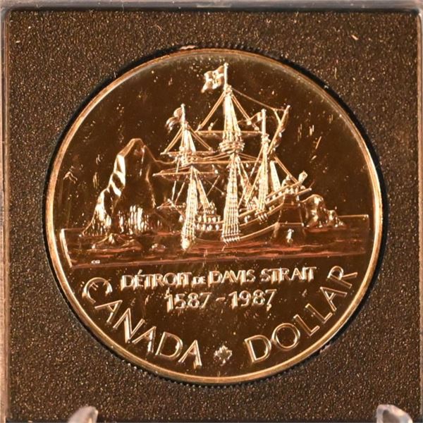 Canada 1987 1 Dollar John Davis Commemorative Silver BU 23.3276 g at .5 in