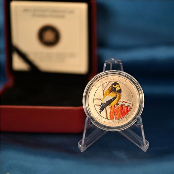 Canada 2012 25 Cent Birds of Canada Series, Evening Grosbeak Cupronickel Decal