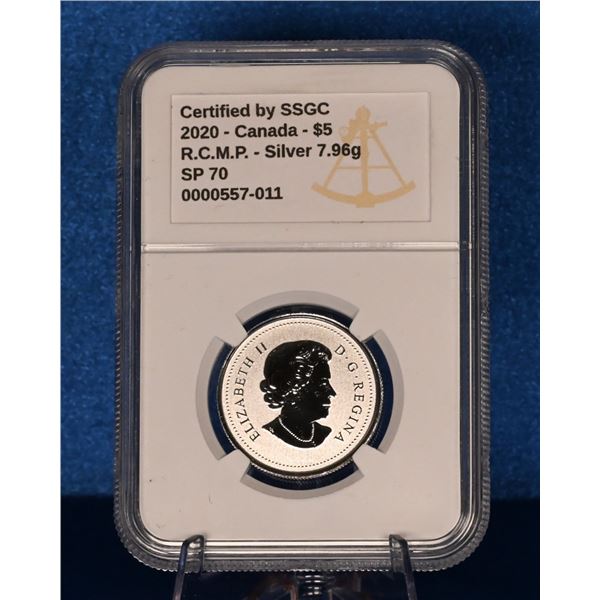 Canada 2020 5 Dollar Moments to Hold Series  Fine Sliver.999 RCMP SSGC SP 70 Mintage 100,000.(Tax Ex