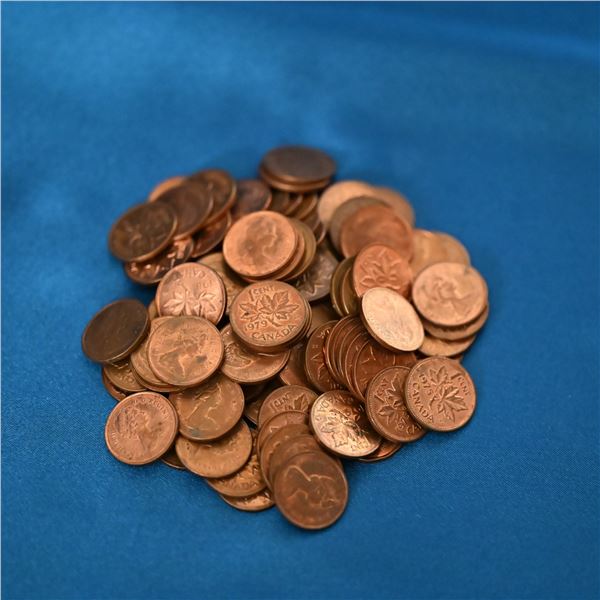 Canada 1 Cent Lot, 1975 & 79 Approx 90 coins not checked for varieties