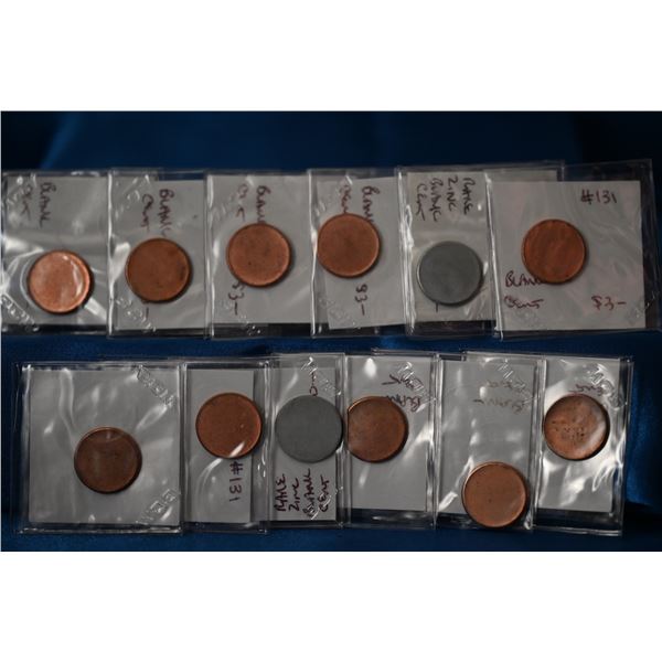 Penny Planchets 10 CPZ and 2 plain Zinc.  There is something curious about them,  they all weigh 2.5