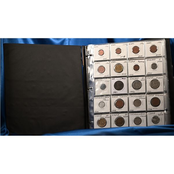 Binder of international coins 19 countries, 13 pages, 222 coins