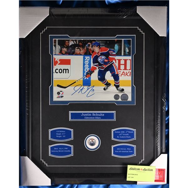 Framed Signed Photo of # 19 Justin Schultz l. Drafted 2008 43rd over all in the 2nd round by the Ana