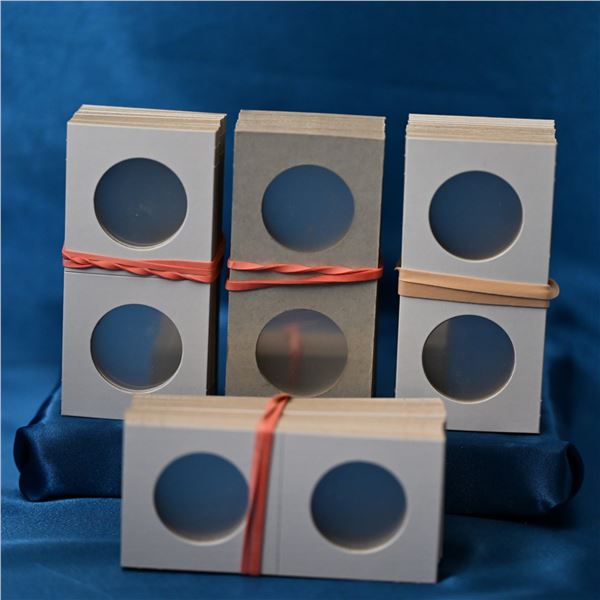 2X2 Cardboard Holders 31mm holds CAN & US 50 Cent, CAN Loonie & Toonie 4-bundles of 50