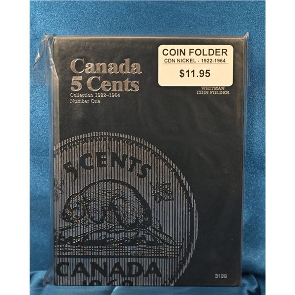 Whitman Coin Folder books New Old Stock, Canadian 5 Cents 1922 to 1964 Number one 73/4" X 53/4", Wit