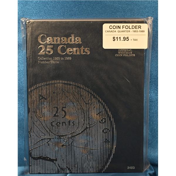 Whitman Coin Folder books New Old Stock, Canadian 25 Cents 1953 to 1989 Number three 73/4" X 53/4", 