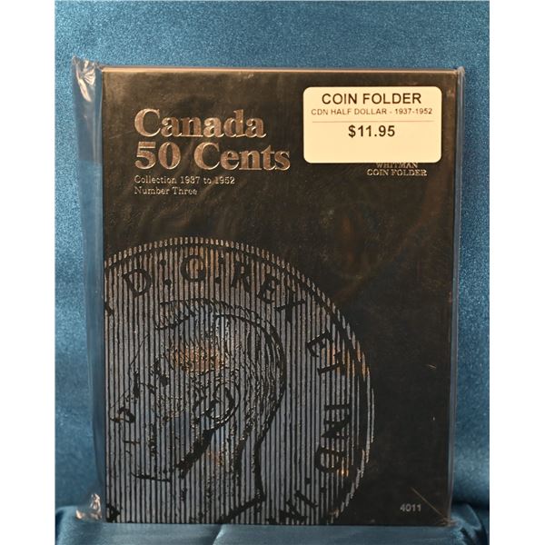 Whitman Coin Folder books New Old Stock, Canadian 50 Cents 1937 to 1952 Number three 73/4" X 53/4",