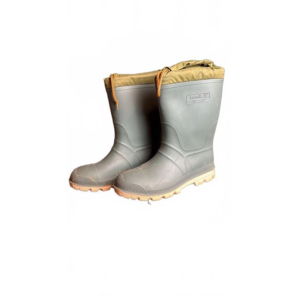 Kamik Green Rubber Waterproof Boots With Drawstring Top, Size 10
