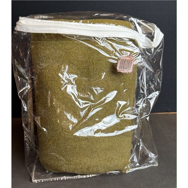 Olive Green Blanket in Clear Plastic Zippered Storage Bag