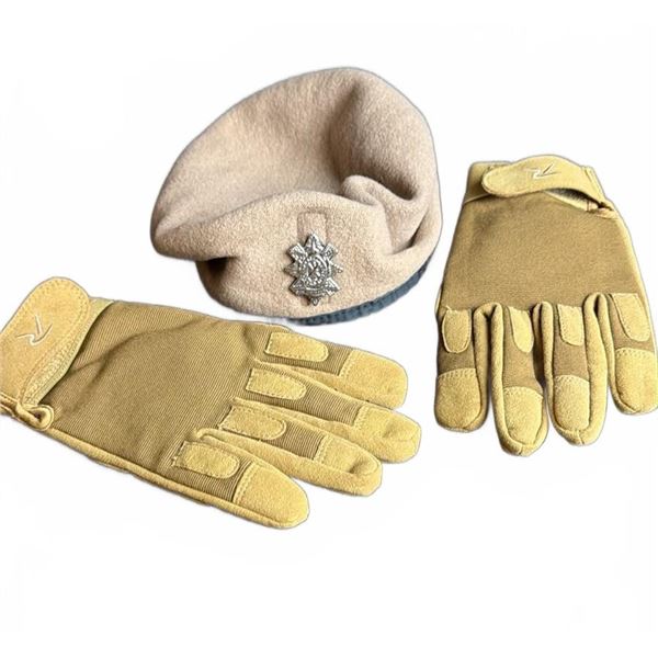 Canadian Military Beret by Logistik with Badge and Pair of Tactical Gloves