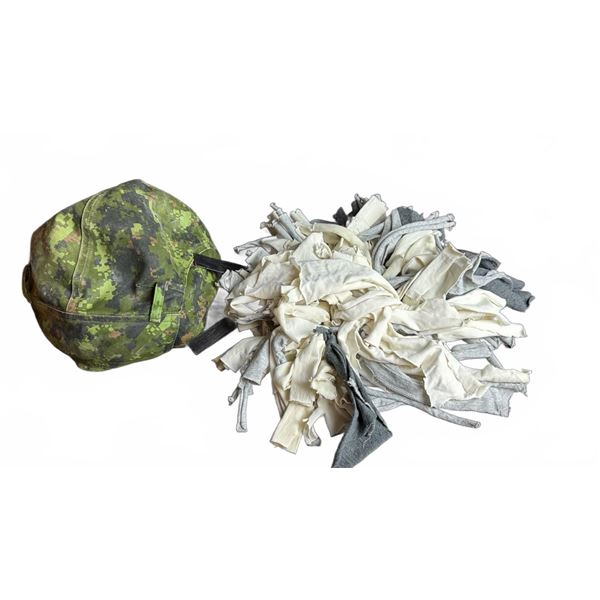 Canadian Forces CADPAT Helmet Cover and White/Grey Cloth Strips Bundle