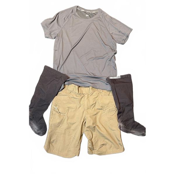 Helikon-Tex Tactical Shorts, 3XL/2XL Shirt, Mustang Survival Bootliners Lot