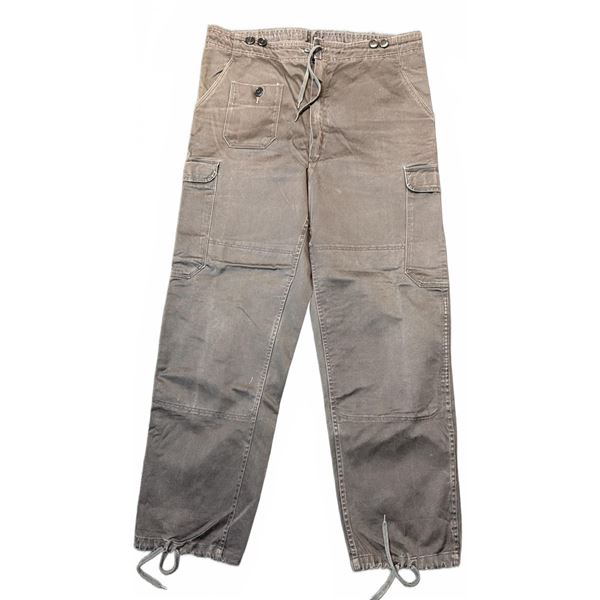 Swedish Army M90 Grey Combat Cargo Pants with Drawstring Waist and Ankles