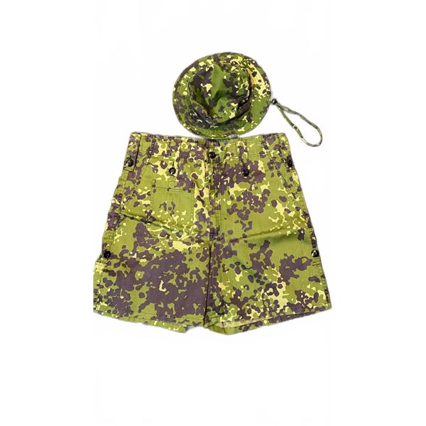 Danish M84 Flecktarn Camo Shorts and Hat, 2001 Shorts, 2010 Hat, Sizes 10 & 58