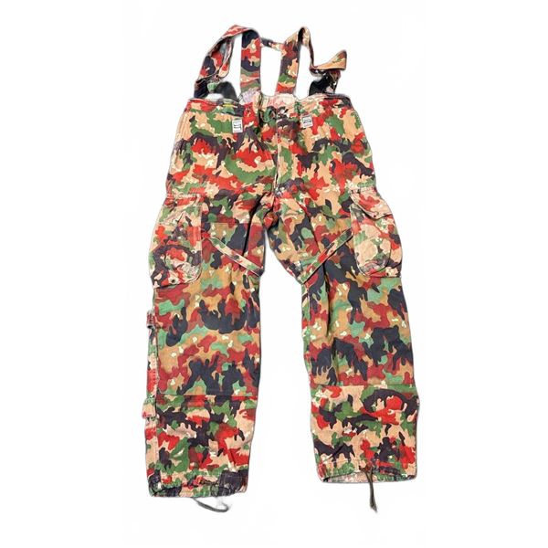 Swiss Alpenflage Camo Military Cargo Pants with Suspenders, Size 76