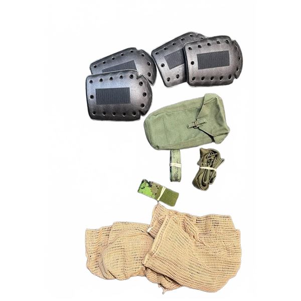 Military Surplus Tactical Set with Knee Pads, Utility Pouch, Straps and Mesh Netting