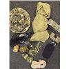 Image 2 : Military Surplus Camouflage Kit With Hat, Fabric Wraps, Knife, Pouches, Rope and Gear