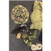 Image 3 : Military Surplus Camouflage Kit With Hat, Fabric Wraps, Knife, Pouches, Rope and Gear