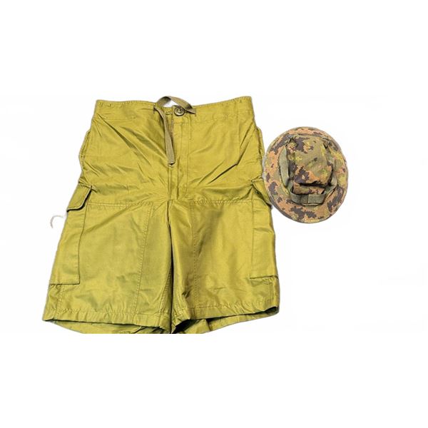 German Army Bundeswehr Flecktarn Field Shorts Long-Large Size 7/340 With Camouflage Hat