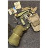 Image 2 : Military Surplus Lot: Camouflage Cap, Gloves, Pouch, Green Web Gear and Accessories