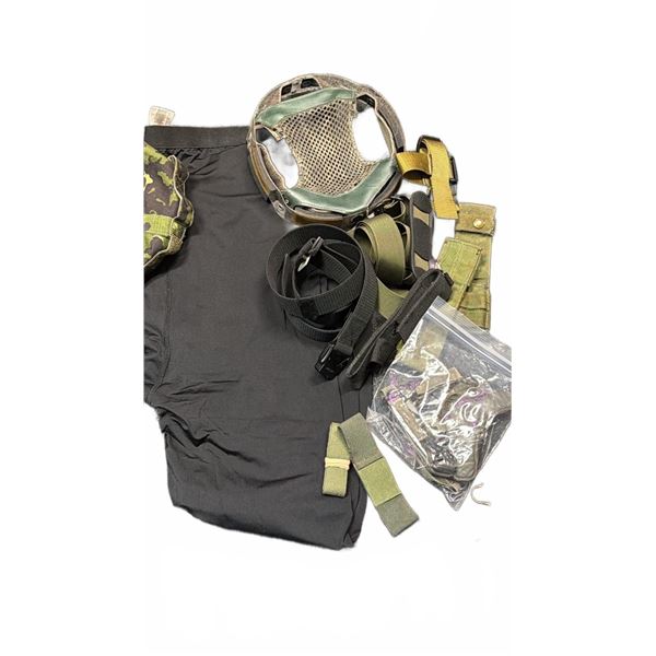TACGEAR Helmet Cover, Face Protector, Tactical Belts, and Pouches Lot