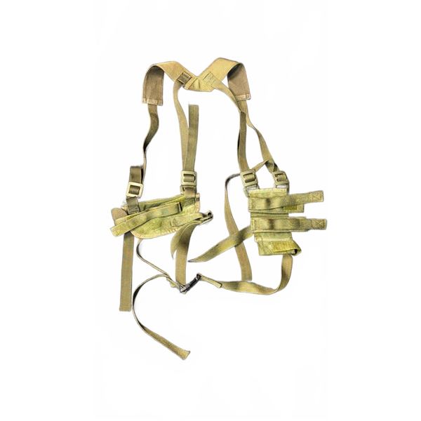 Military Olive Drab Tactical Web Gear Harness with Pouches and Adjustable Straps