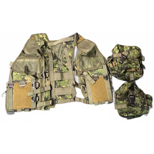 Canadian Military CADPAT Tac Vest With Two Pouches, Digital Camo Mesh Construction