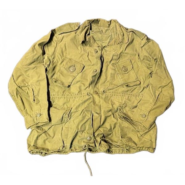 Olive Green Military-Style Field Jacket with Multiple Pockets