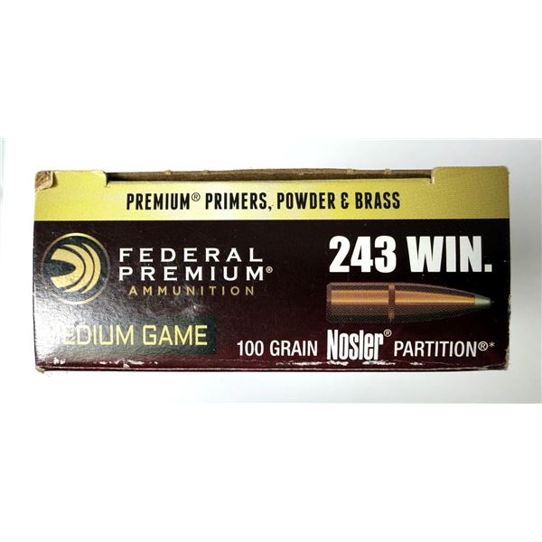 243 WIN Federal Premium Nosler - 100 Grain NIB