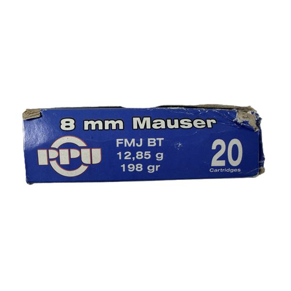 8mm MAUSER PPU FMJBT - 198 Grain NIB