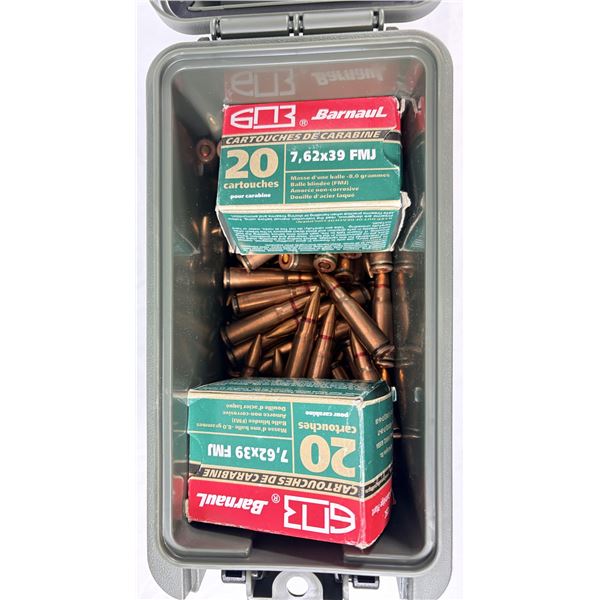 7.62 x 39 Ammo LOT x150 Rounds w/ Ammo Box