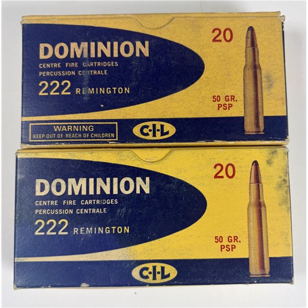 222 REM Vintage Dominion x36 Rounds w/ Boxes