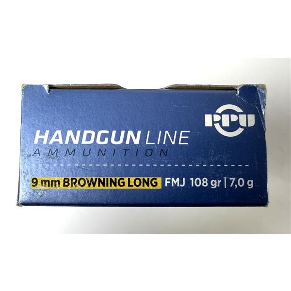 9mm Browning LONG FMJ PPU - 108 Grain NIB