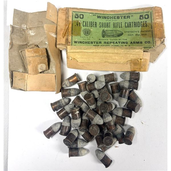 41 Caliber Short Winchester VINTAGE Rounds x40 w/ Box
