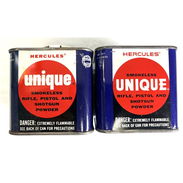 Unique Smokeless Powder Tins x2 (Vintage)