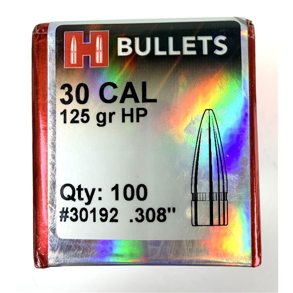 30 CAL Hornady Bullets 125 Grain x100 NIB